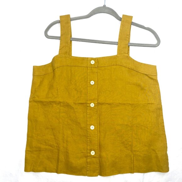 Everlane gold opal Linen Picnic Top Size 8 sustainable button front boxy cool - Picture 3 of 8